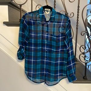 GARAGE Beautiful Ladies Plaid Long Sleeve Sheer Shirt Sz.XS